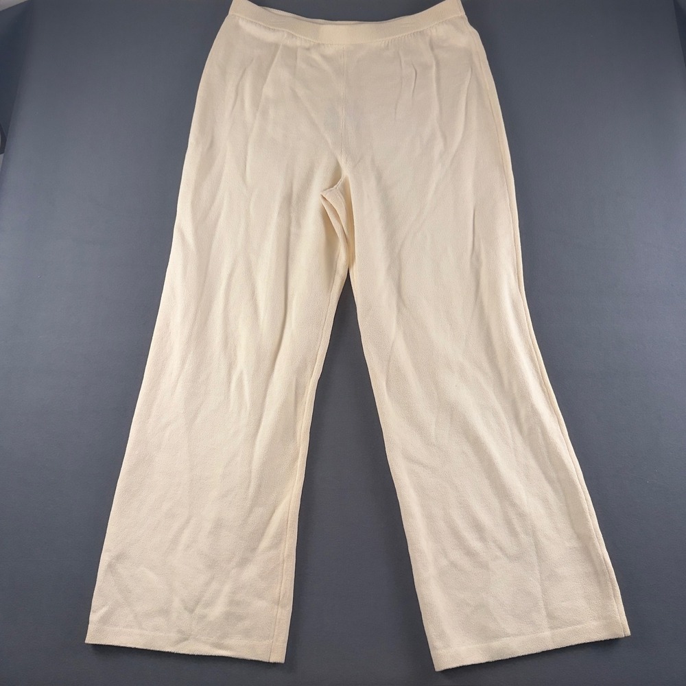 St John Collection Knit Pants Bright White Wide Leg XL K87CQ10